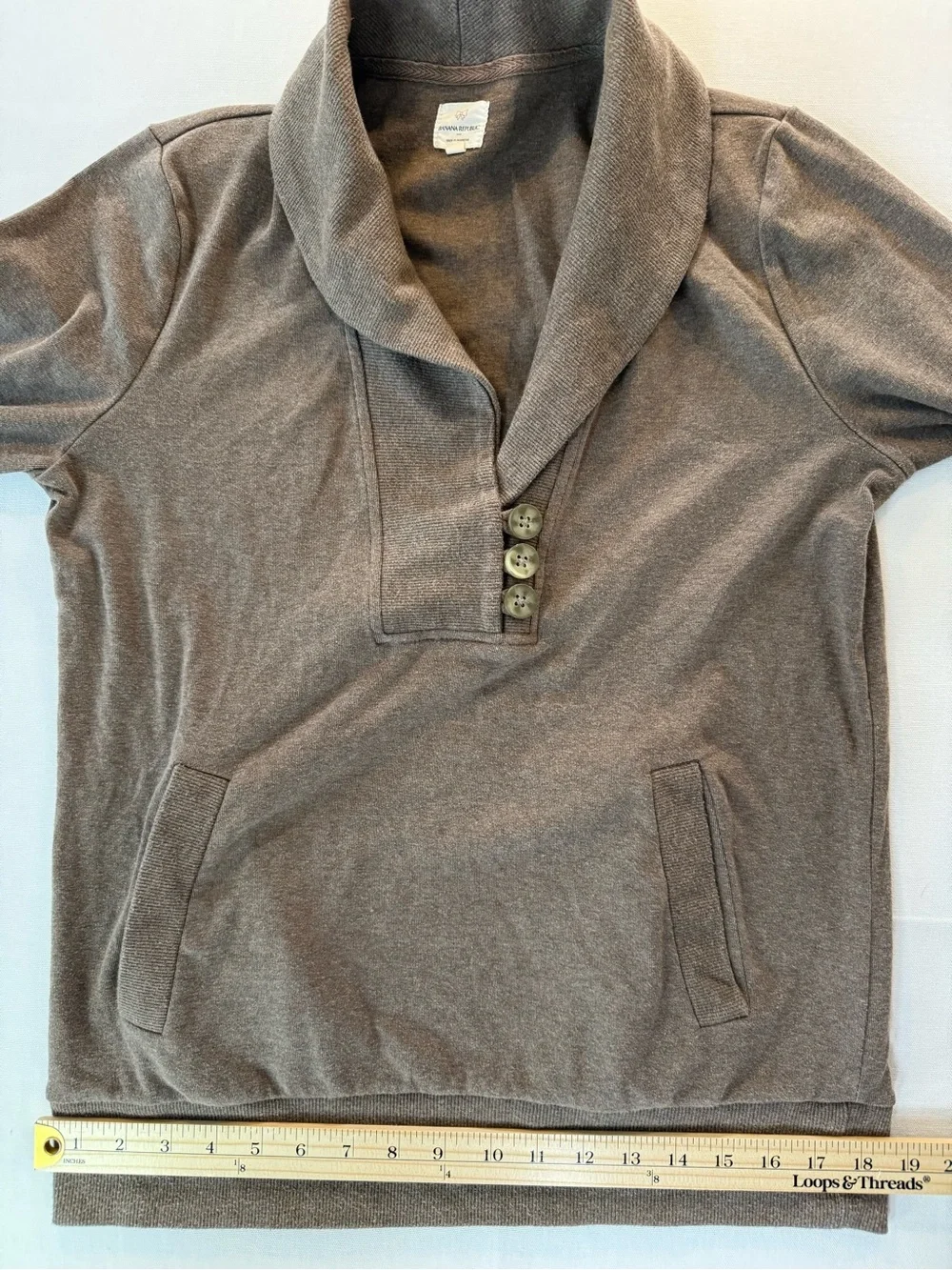 Banana Republic Men's V-Neck Shawl Pullover Sweater - Taupe